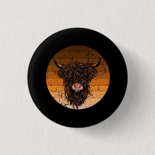 Scottish Highland Cattle 1 Inch Round Button
