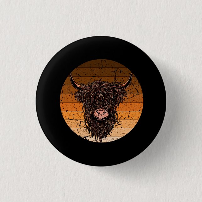 Scottish Highland Cattle 1 Inch Round Button (Front)