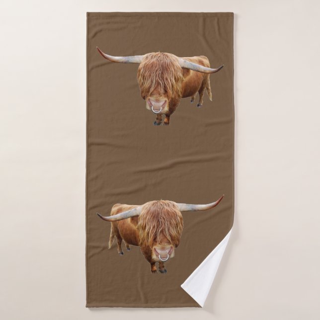 Scottish highland cattle bath towel (Bath Towel)