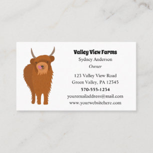 Scottish Highland Cattle Cow Graphic Custom Business Card