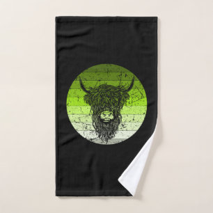 Scottish Highland Cattle Retro Hand Towel
