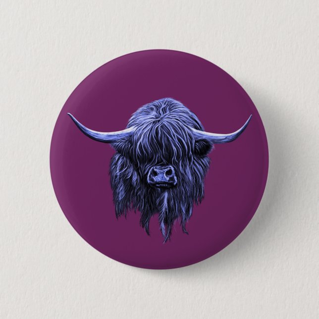 Scottish Highland Cow 2 Inch Round Button (Front)
