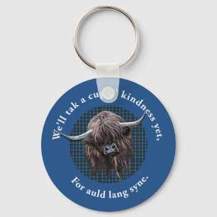 Scottish Highland Cow. Auld Lang Syne. Keychain