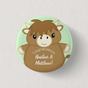 Scottish Highland Cow Baby Shower 1 Inch Round Button
