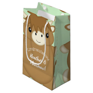 Scottish Highland Cow Baby Shower Small Gift Bag