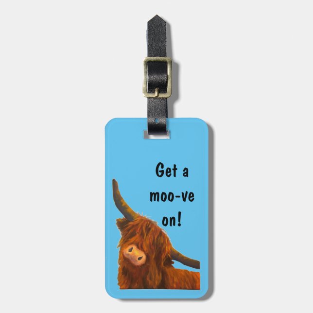 Scottish Highland Cow Bag Tag (Front Vertical)