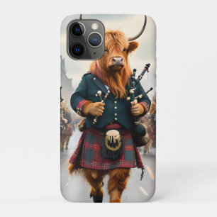 Scottish Highland Cow Bagpipe Parade, iPhone 11 Pro Case