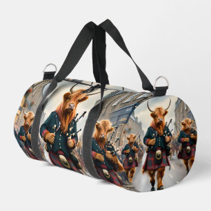 Scottish Highland Cow Bagpipe Parade, Duffle Bag