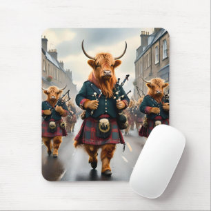 Scottish Highland Cow Bagpipe Parade, Mouse Pad