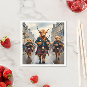 Scottish Highland Cow Bagpipe Parade, Napkin