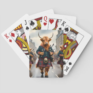 Scottish Highland Cow Bagpipe Parade, Playing Cards
