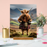 Scottish Highland Cow Bagpiper,