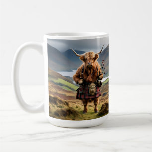 Scottish Highland Cow Bagpiper, Coffee Mug
