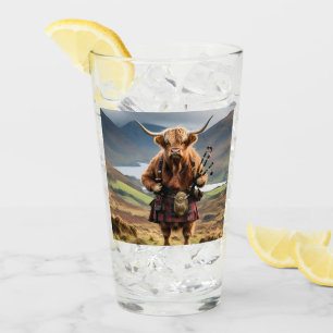 Scottish Highland Cow Bagpiper, Glass