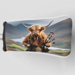 Scottish Highland Cow Bagpiper, Golf Head Cover
