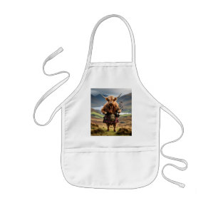 Scottish Highland Cow Bagpiper, Kids Apron