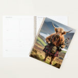 Scottish Highland Cow Bagpiper, Planner<br><div class="desc">Pictured In His Clan Tartan Is A Highland Cow Bagpiper.</div>