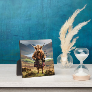 Scottish Highland Cow Bagpiper,  Plaque
