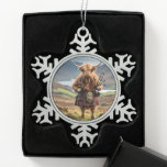 Scottish Highland Cow Bagpiper,  Snowflake Pewter Christmas Ornament<br><div class="desc">Pictured Dressed In A Kilt And Jacket In The Highlands Of Scotland,  A Highland Cow Is  Holding A Set Of Bagpipes.</div>