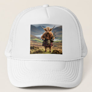 Scottish Highland Cow Bagpiper,  Trucker Hat
