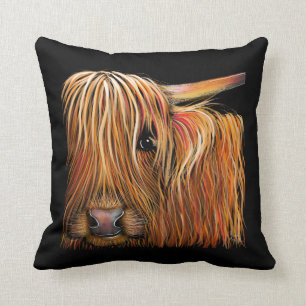 SCoTTiSH HigHLaND CoW ' BuTTeRNuT ' by SHiRLeY Mac Throw Pillow