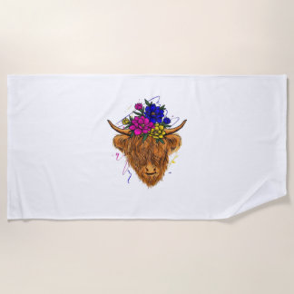 Scottish Highland Cow Cattle Cow Whisperer Farming Beach Towel