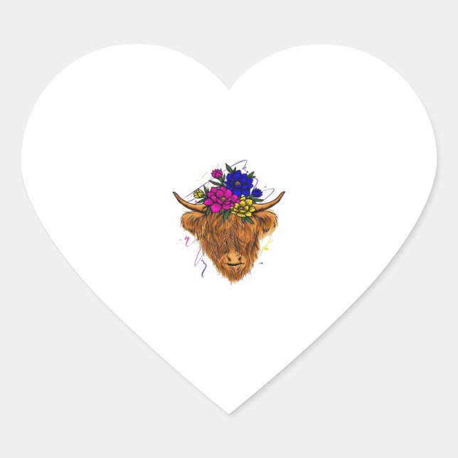 Scottish Highland Cow Cattle Cow Whisperer Farming Heart Sticker (Front)