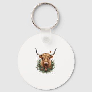 Scottish Highland Cow Cattle Hairy Cow Christmas W Keychain