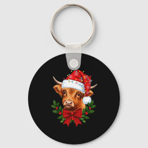 Scottish Highland Cow Christmas Funny Cow Lover Xm Keychain