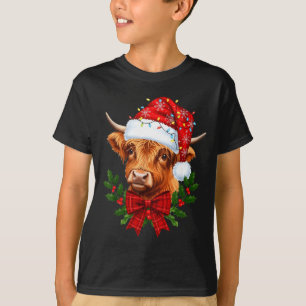 Scottish Highland Cow Christmas Funny Cow Lover Xm T-Shirt
