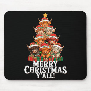 Scottish Highland Cow Christmas Tree Funny Cow Lov Mouse Pad