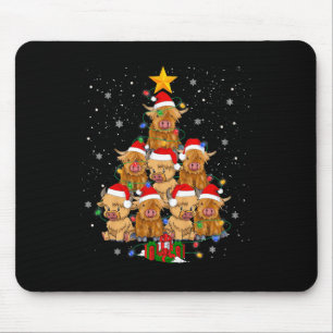 Scottish Highland Cow Christmas Tree Funny Cow Lov Mouse Pad