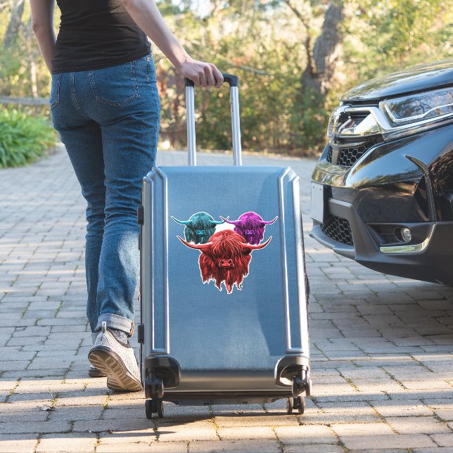 Scottish Highland Cow Colourful Herd Classic T-Shi (Suitcase Insitu)