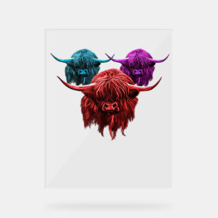 Scottish Highland Cow Colourful Herd Classic T-Shi Acrylic Sign
