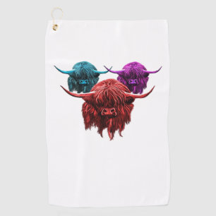 Scottish Highland Cow Colourful Herd Classic T-Shi Golf Towel