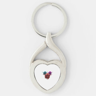 Scottish Highland Cow Colourful Herd Classic T-Shi Keychain