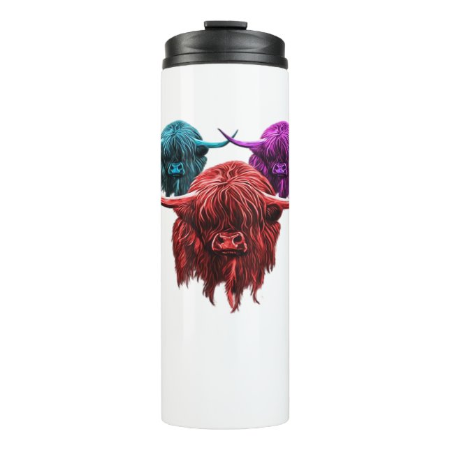 Scottish Highland Cow Colourful Herd Classic T-Shi Thermal Tumbler (Front)