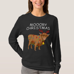 Scottish Highland Cow Gifts Women Moory Christmas T-Shirt