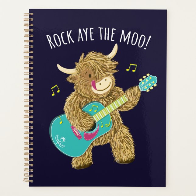 Scottish Highland Cow Guitarist Rock Aye The Moo!  (Devant)