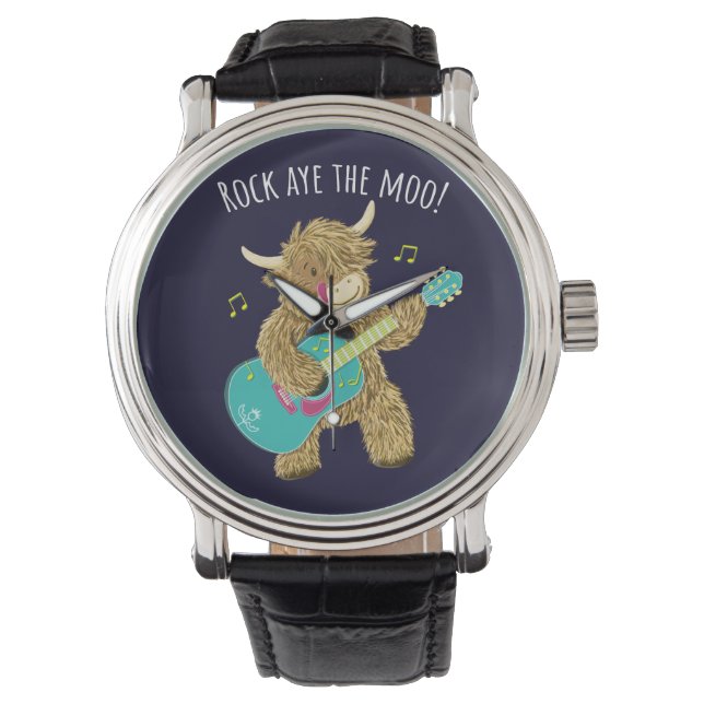 Scottish Highland Cow Guitarist Rock Aye The Moo!  Watch (Front)