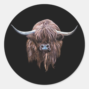 Scottish Highland Cow In Colour Classic Round Sticker