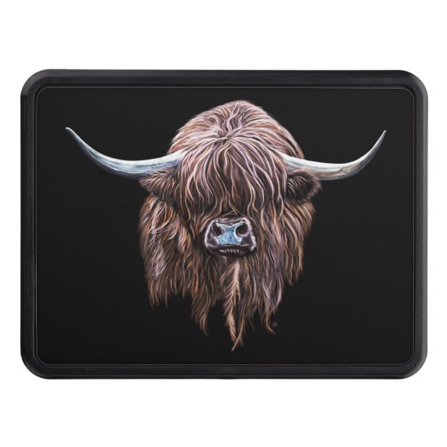 Scottish Highland Cow In Colour Trailer Hitch Cover (Front)