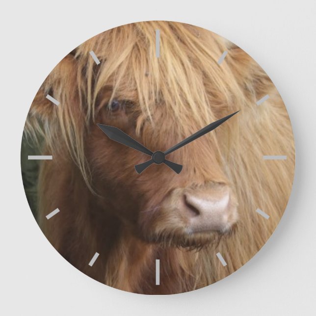 Scottish Highland cow Large Clock (Front)