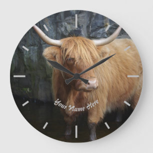 Scottish Highland cow Large Clock