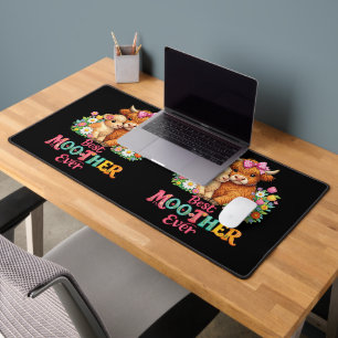 Scottish Highland Cow Mom Happy Mother's Day Desk Mat