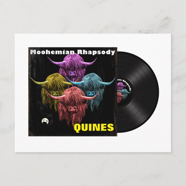 Scottish Highland Cow. Moohemian Rhapsody Postcard (Front)