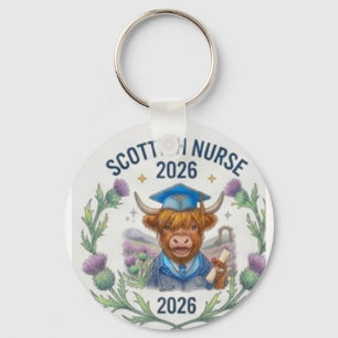 Scottish Highland Cow Nurse Graduation keychin Keychain