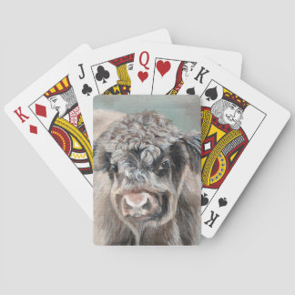 Scottish Highland Cow on Green Playing Cards