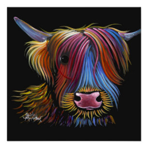 Scottish Highland Cow ' PODGER ' by Shirley M Poster