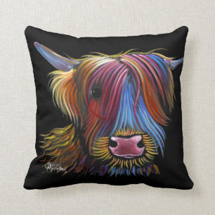 Scottish Highland Cow ' PODGER ' by Shirley M Throw Pillow